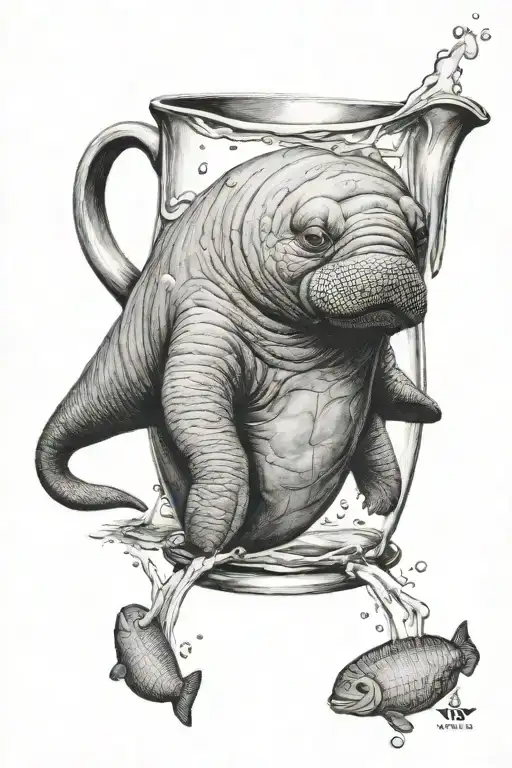 manatee milk jug tattoo design idea