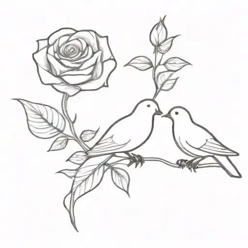 ROSE IN MIDDLE 2 DOVES ON SIDE tattoo design idea