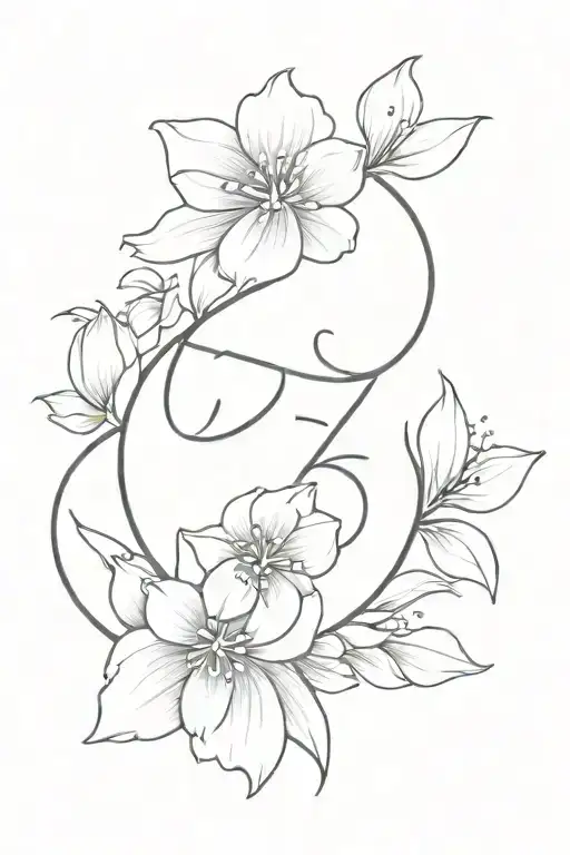 number 13 with June and May birth flowers  tattoo design idea