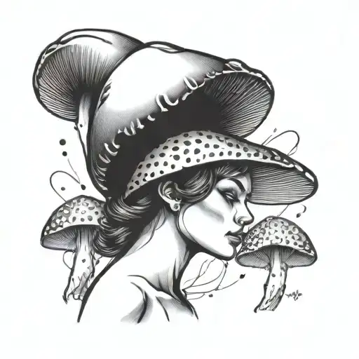 mushroom head on lady body  tattoo design idea