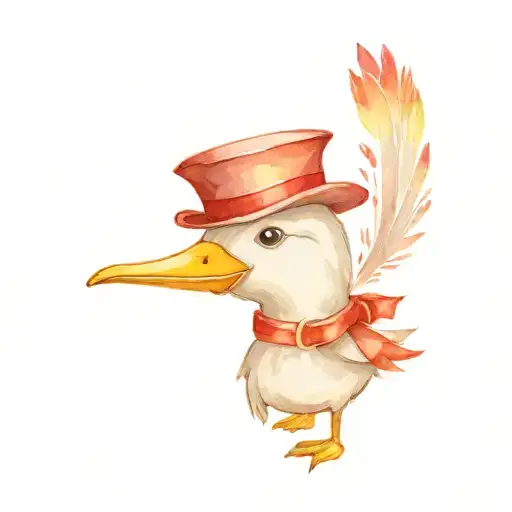 silly goose in marching band hat tattoo design idea
