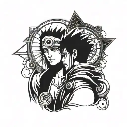 obito and rin lover's tarot card  tattoo design idea