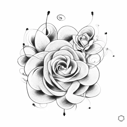 A tattoo of a treble clef intertwined with blooming flowers and vines tattoo design idea