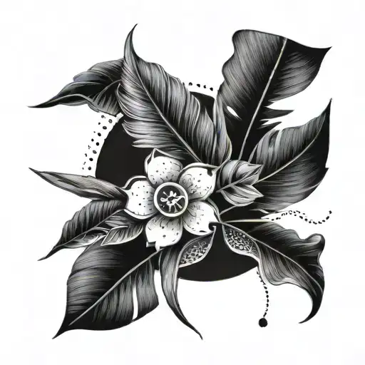 Create a tattoo of a nurse's symbol intertwined with palm leaves and beach elements tattoo design idea