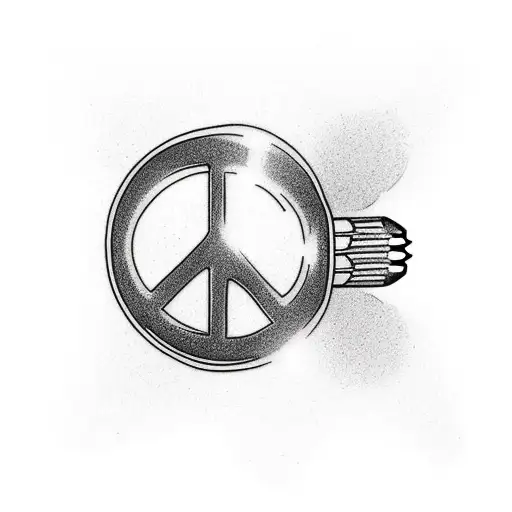 light bulb with rowan tree and peace sign tattoo design idea