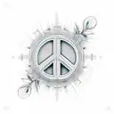 3d light bulb with rowan tree and peace sign tattoo design idea