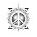 3d light bulb with rowan tree and peace sign tattoo design idea