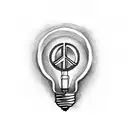 light bulb with rowan tree and peace sign tattoo design idea