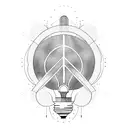 light bulb with rowan tree and peace sign tattoo design idea