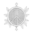 light bulb with rowan tree and peace sign tattoo design idea