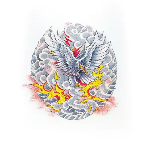 phoenix with embers  tattoo design idea