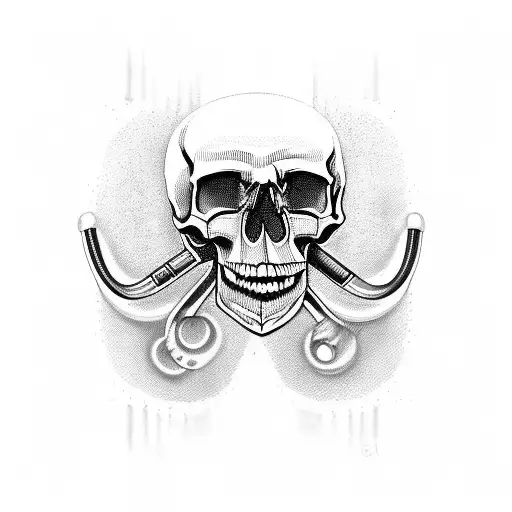 skull stethoscope pistos glock tattoo design idea