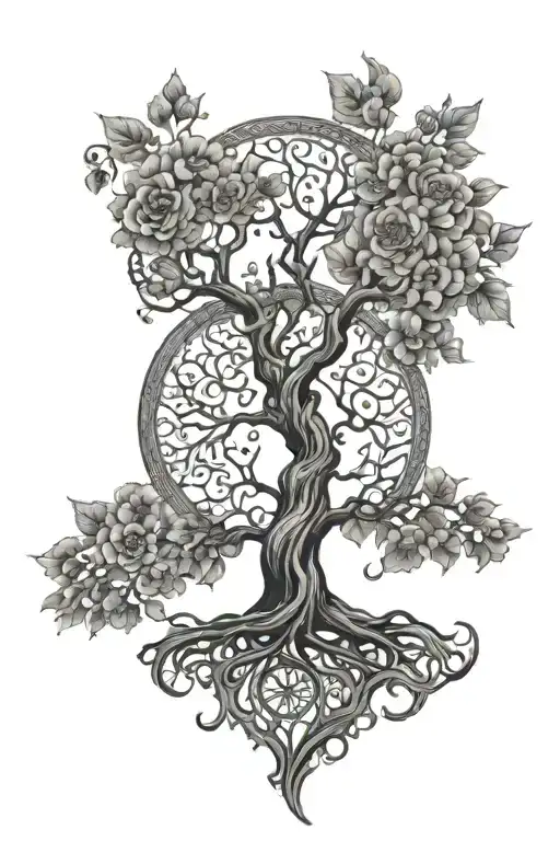 tree of life gothic style tattoo design idea
