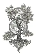 tree of life gothic style tattoo design idea
