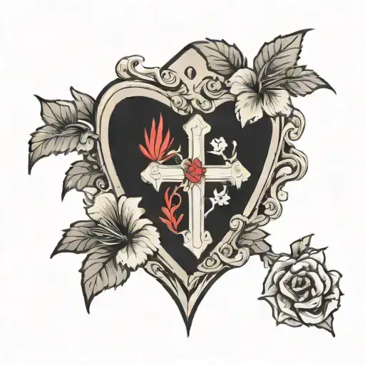 gravestone chriss cross kayak timeline hibiscus tattoo design idea