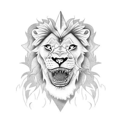 lion and shark with ivy tattoo design idea