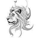 lion and shark with ivy tattoo design idea