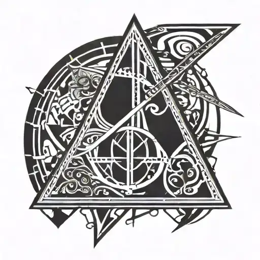 deathly hallows with a light saber tattoo design idea