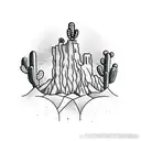 monument valley with desert with cacti tattoo design idea