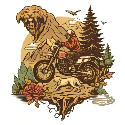 Mountains river Lion clover leaf fisherman motocross family ocean crown road parachute books car Christmas tree tattoo design idea