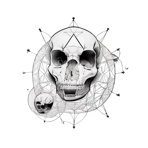 black lines Tattoo made only with thin straight lines that create closed polygons - with no filling colour. only contour tattoo design idea