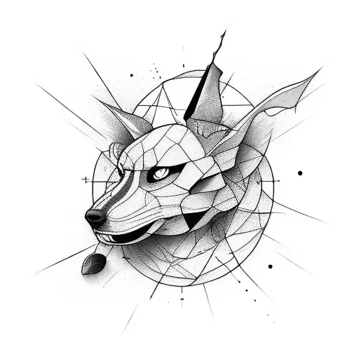 black lines Tattoo made only with thin straight lines that create closed polygons - with no filling colour. only contour tattoo design idea