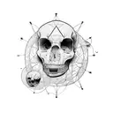 black lines Tattoo made only with thin straight lines that create closed polygons - with no filling colour. only contour tattoo design idea