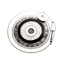 A dotwork tattoo of a broken record symbolizing resilience tattoo design idea