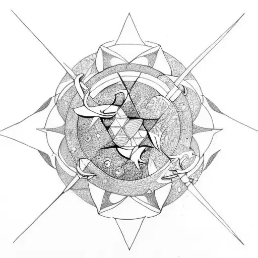 neptunes pisces and heptagon tattoo design idea