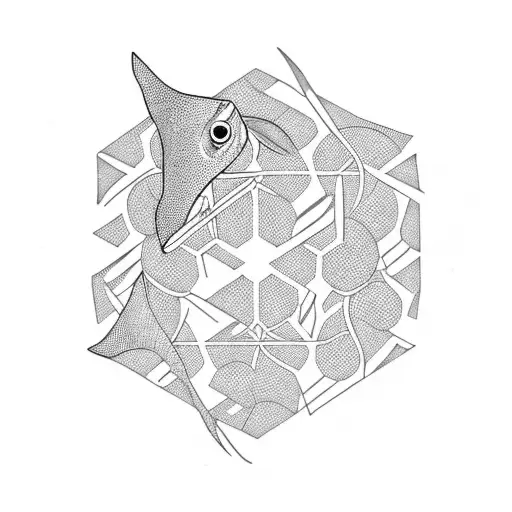 pisces with hexagons tattoo design idea
