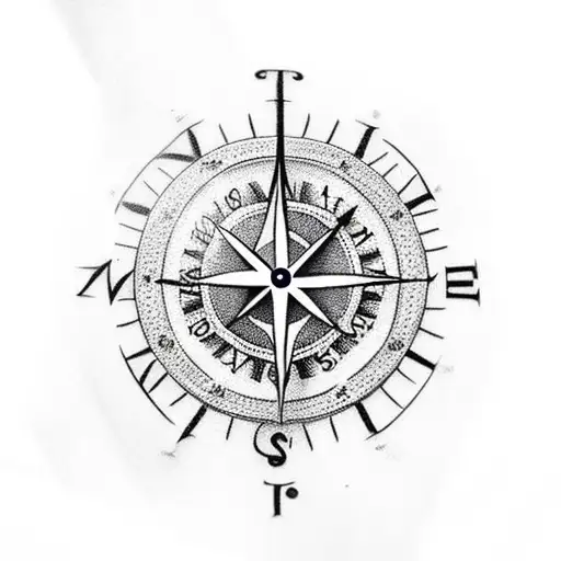 clock and compass (gods perfect timing) tattoo design idea