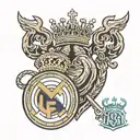 Real Madrid logo, Champions League trophy, viking warrior tattoo design idea