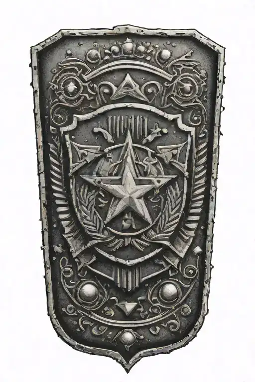 Soviet Shield with bulletholes tattoo design idea