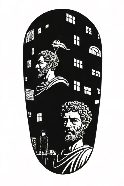 Marcus Aurelius walking through NYC  tattoo design idea