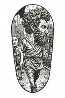 Marcus Aurelius walking through NYC  tattoo design idea