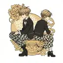 two boys in lolita fashion suits with patterns tattoo design idea