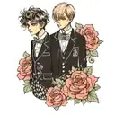 two boys in lolita fashion suits with patterns tattoo design idea