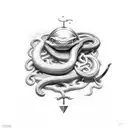 sword and snake  tattoo design idea