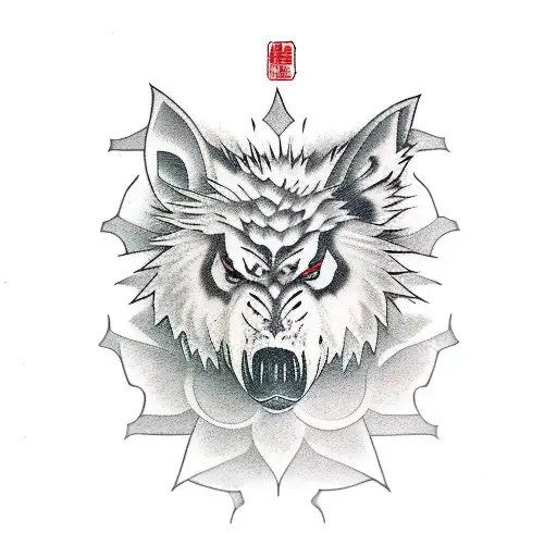 lobo en llamas tattoo design idea