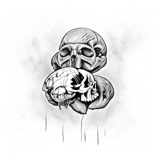 raven eating a human brain from the corpse tattoo design idea