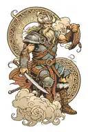 Viking warrior and cloud storm tattoo design idea