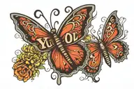 butterfly that says yolo in it tattoo design idea