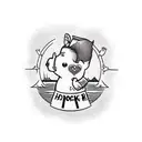 happy dock pier scene with heart tattoo design idea