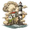 lighthouse storm clouds tattoo design idea