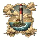 lighthouse storm clouds tattoo design idea