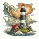 lighthouse storm clouds tattoo design idea