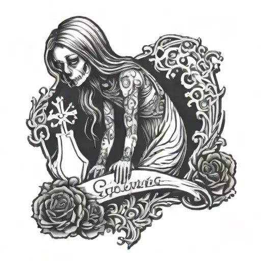 Graveyard girlfriend tattoo design idea