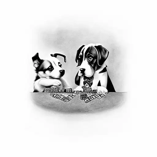 dogs playing poker  tattoo design idea