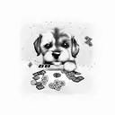 dogs playing poker  tattoo design idea