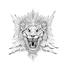memento mori winged lion looking for pray tattoo design idea